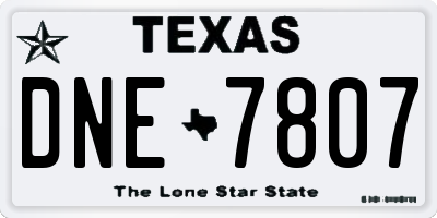 TX license plate DNE7807