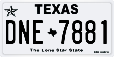 TX license plate DNE7881