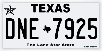 TX license plate DNE7925