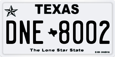 TX license plate DNE8002