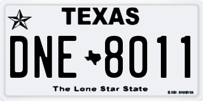 TX license plate DNE8011