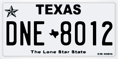 TX license plate DNE8012