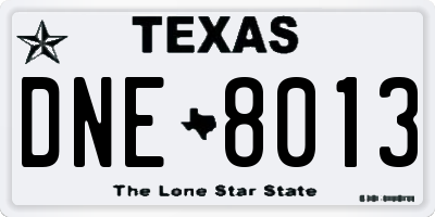TX license plate DNE8013