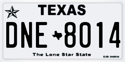 TX license plate DNE8014