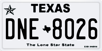 TX license plate DNE8026