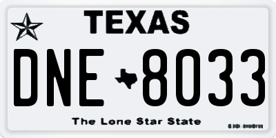 TX license plate DNE8033