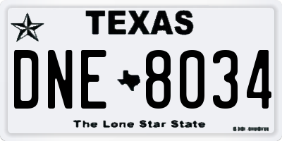 TX license plate DNE8034