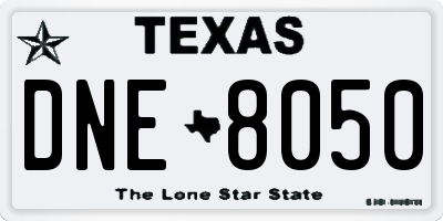 TX license plate DNE8050