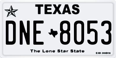 TX license plate DNE8053