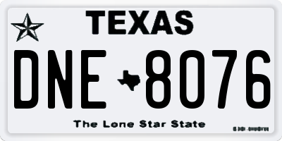 TX license plate DNE8076
