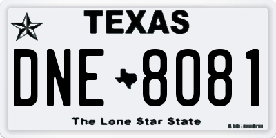 TX license plate DNE8081