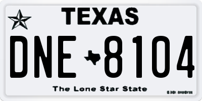 TX license plate DNE8104