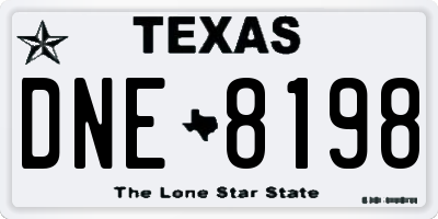 TX license plate DNE8198