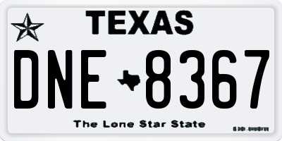 TX license plate DNE8367