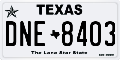 TX license plate DNE8403