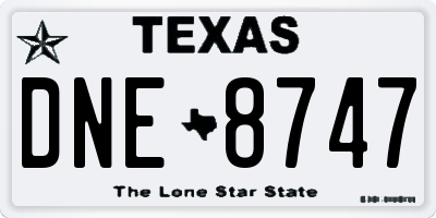TX license plate DNE8747