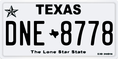TX license plate DNE8778