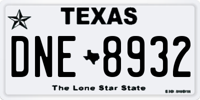 TX license plate DNE8932