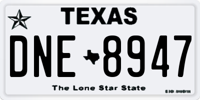 TX license plate DNE8947