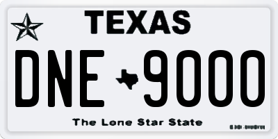 TX license plate DNE9000