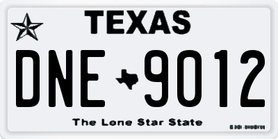 TX license plate DNE9012