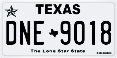 TX license plate DNE9018