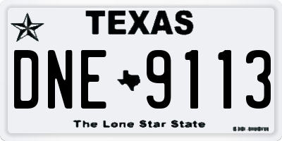 TX license plate DNE9113