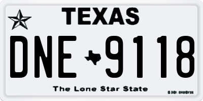 TX license plate DNE9118