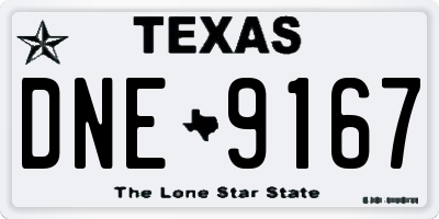 TX license plate DNE9167