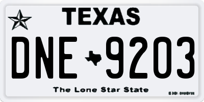 TX license plate DNE9203