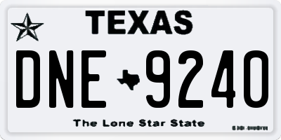 TX license plate DNE9240