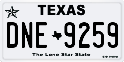 TX license plate DNE9259