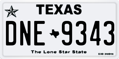 TX license plate DNE9343