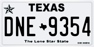 TX license plate DNE9354