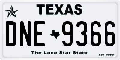 TX license plate DNE9366