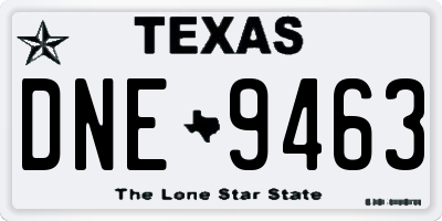 TX license plate DNE9463