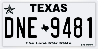 TX license plate DNE9481