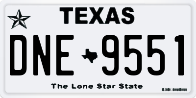 TX license plate DNE9551