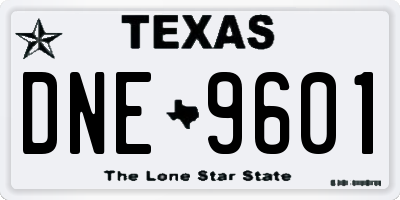 TX license plate DNE9601