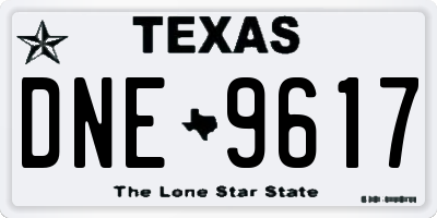 TX license plate DNE9617