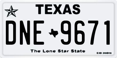 TX license plate DNE9671