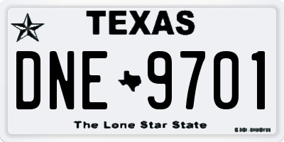 TX license plate DNE9701