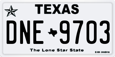 TX license plate DNE9703