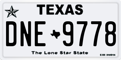 TX license plate DNE9778