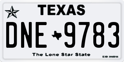 TX license plate DNE9783
