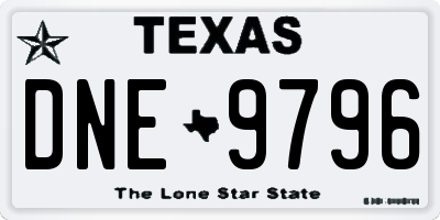 TX license plate DNE9796