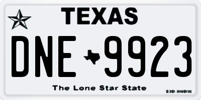 TX license plate DNE9923