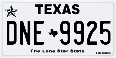 TX license plate DNE9925