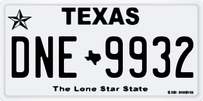 TX license plate DNE9932