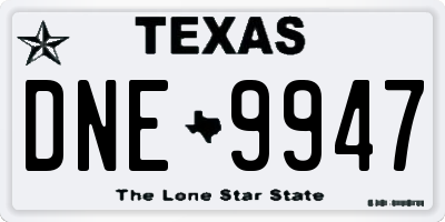 TX license plate DNE9947